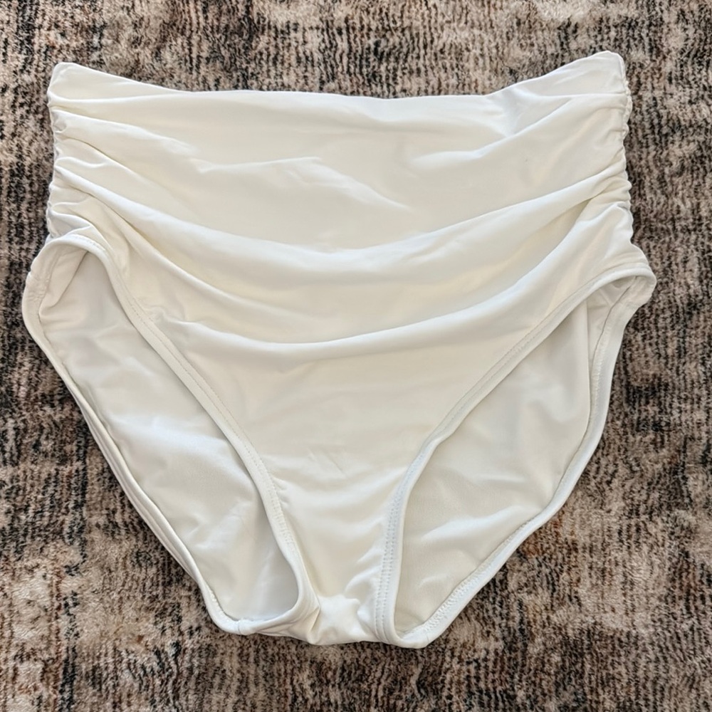 Carmen Marc Valvo White High-Waisted Swim Bottom